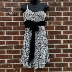 Scala Sequined Sparkle Mini Silk Cocktail Party Dress Sz L Strapless Lined READ